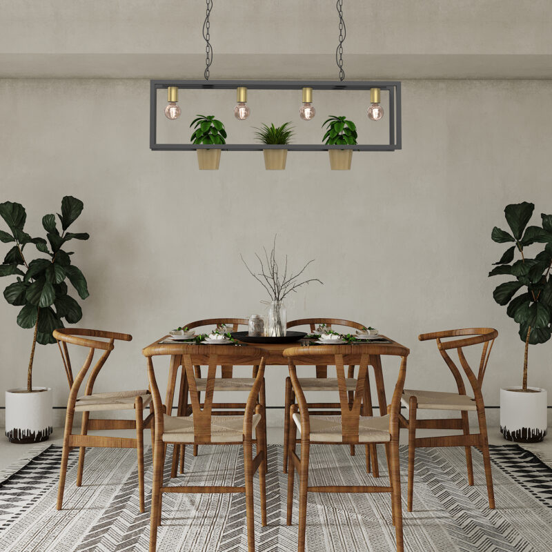 Żyrandol Luminex Flores Black/gold x4 - obrazek 4
