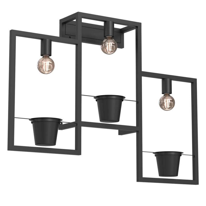 Kinkiet Luminex Flores Black x3