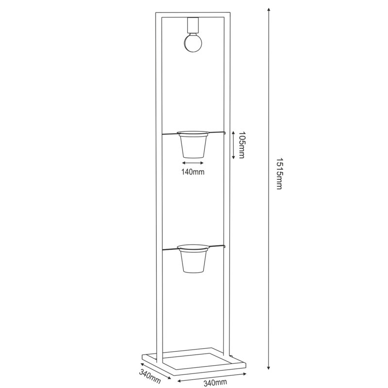 Lampa Podłogowa Luminex Flores (2 miejsca na kwiaty) Black x1 - obrazek 5