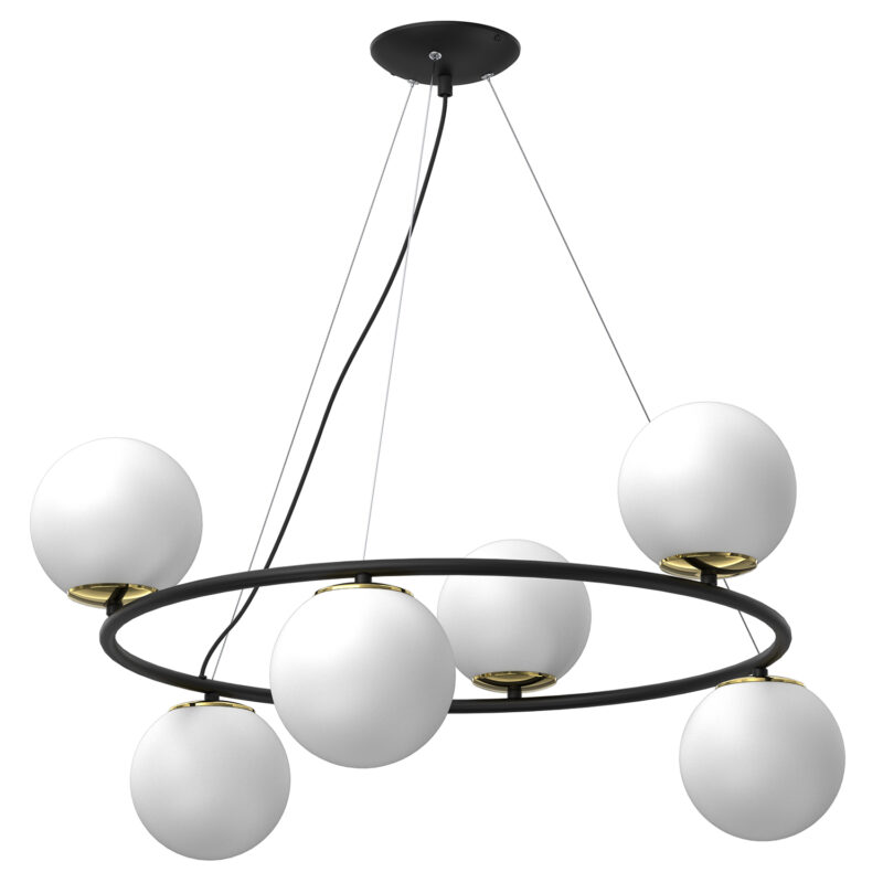 Żyrandol Luminex Bolti Round Black/gold x6