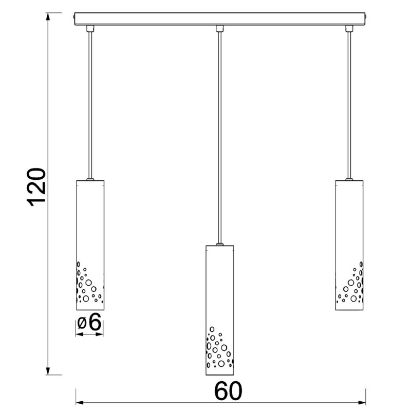 Żyrandol Luminex Tibia Buble Line Bar 600 Mm Black x3 - obrazek 5