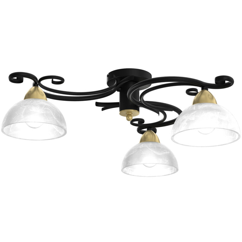 Plafon Luminex Aurora czarny/mosiądz x3