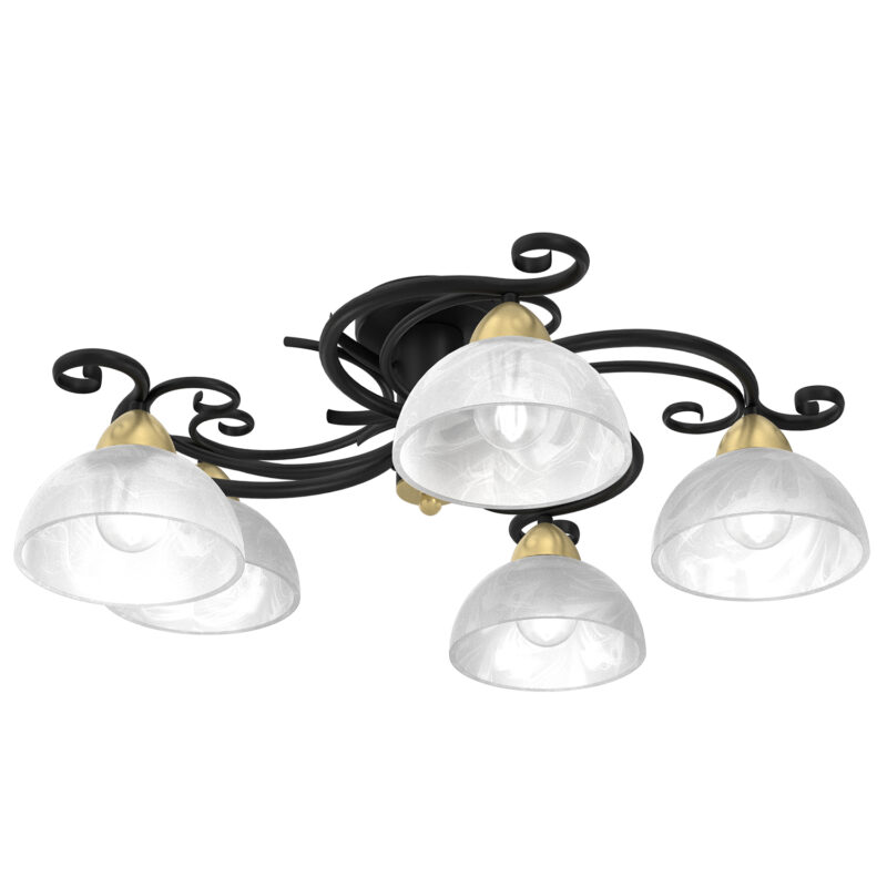 Plafon Luminex Aurora czarny/mosiądz x5