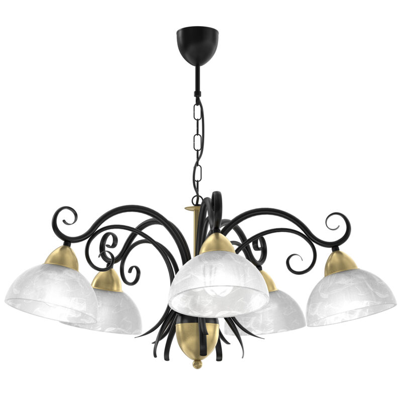 Żyrandol Luminex Aurora czarny/mosiądz x5