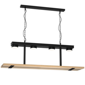 Żyrandol Luminex Shelf Black/natural Wood x4