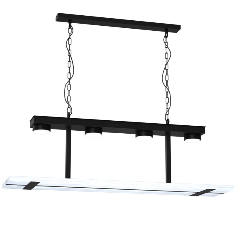 Żyrandol Luminex Shelf Black/white Wood x4