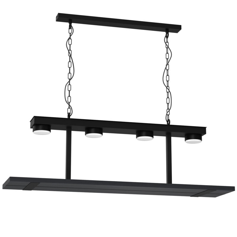 Żyrandol Luminex Shelf Black/black Wood x4