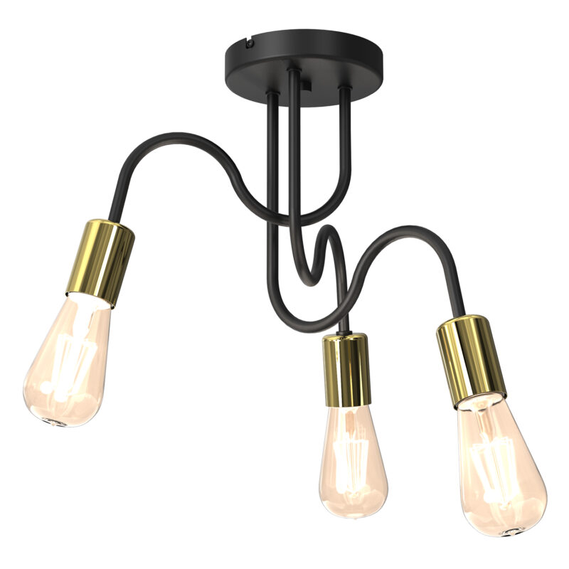 Plafon Luminex Dow Black/gold x3