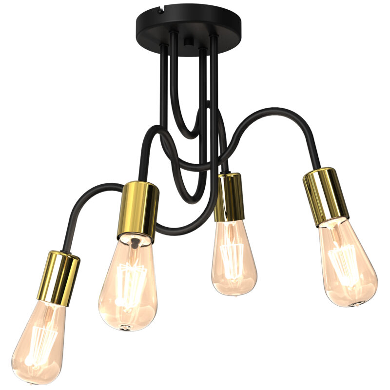 Plafon Luminex Dow Black/gold x4
