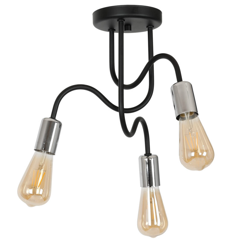 Plafon Luminex Dow black/chrome x3