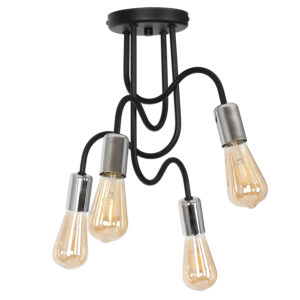 Plafon Luminex Dow black/chrome x4