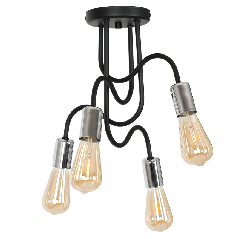 Plafon Luminex Dow black/chrome x4