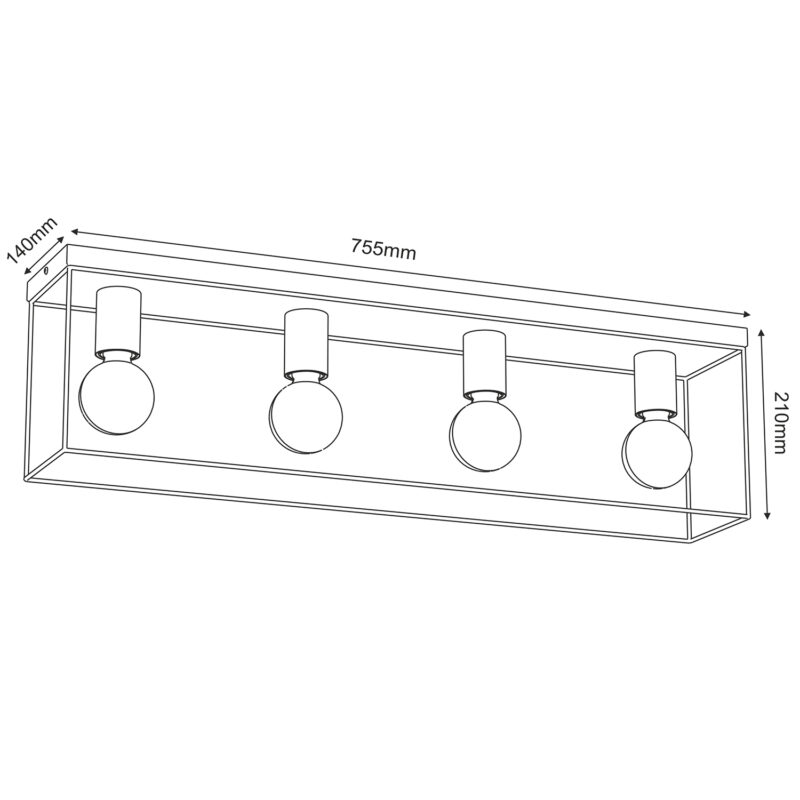 Plafon Luminex Homen Black/gold x4 - obrazek 5