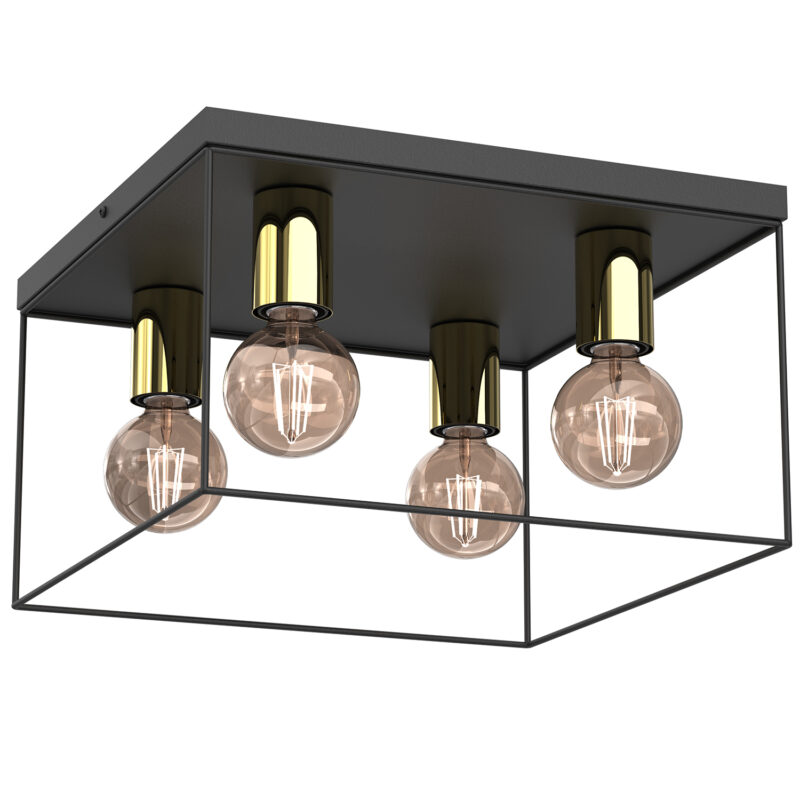 Plafon Luminex Homen Square Black/gold x4