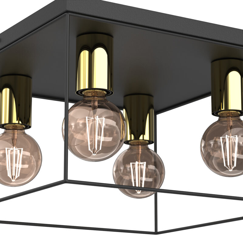 Plafon Luminex Homen Square Black/gold x4 - obrazek 3