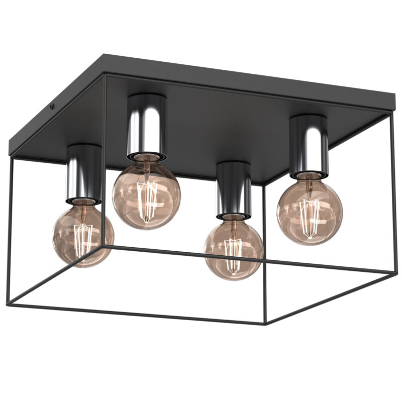 Plafon Luminex Homen Square Black/chrome x4