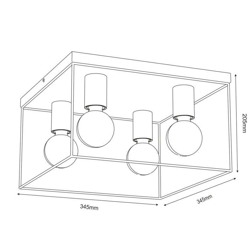 Plafon Luminex Homen Square Black/chrome x4 - obrazek 5