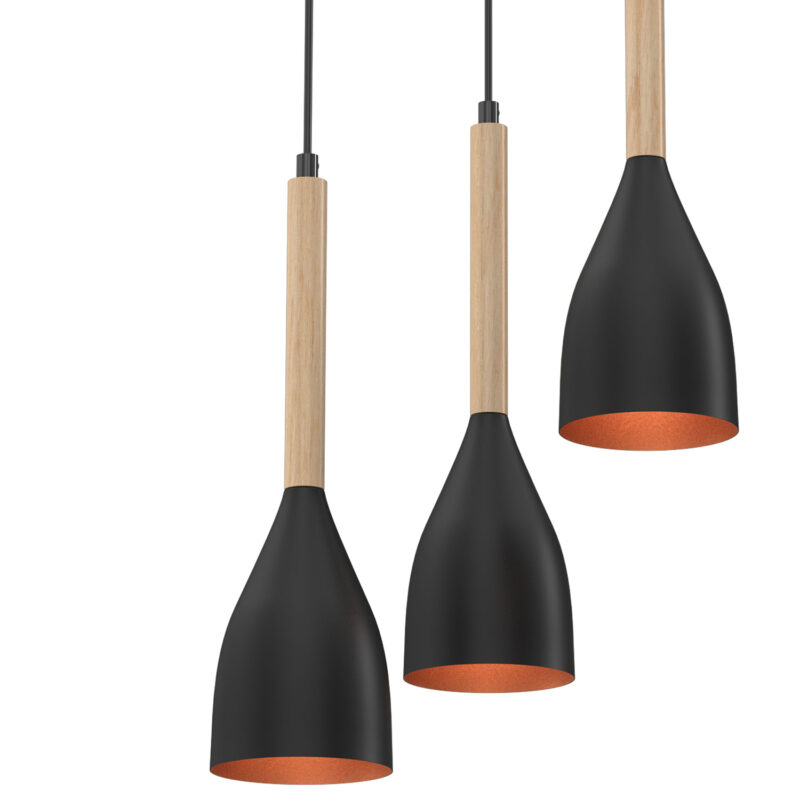 Żyrandol Luminex talerz 300mm Muza czarno/złoty/drewno x3 - obrazek 3