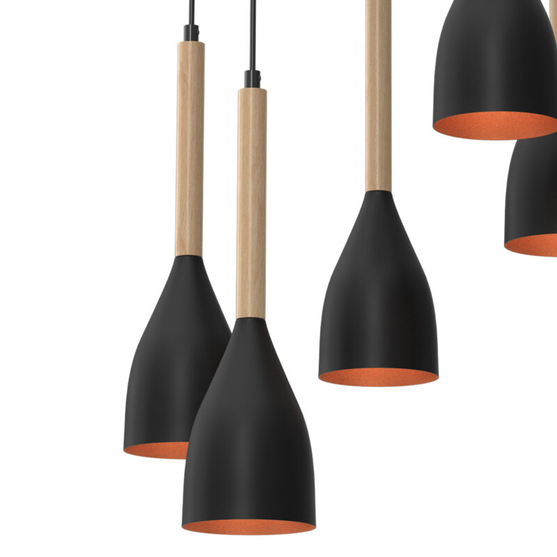 Żyrandol Luminex talerz 440mm Muza czarno/złoty/drewno x5 - obrazek 3