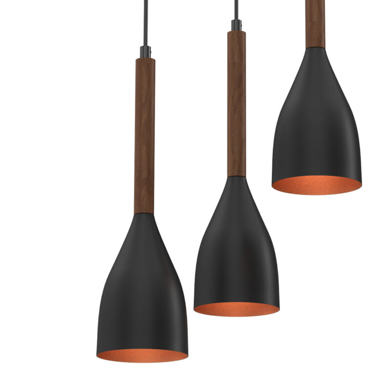 Żyrandol Luminex talerz 300mm Muza czarno/złoty/ciemne drewno x3 - obrazek 3