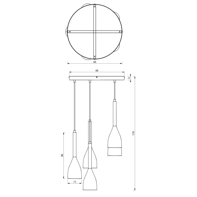Żyrandol Luminex talerz 440mm Muza czarno/złoty/ciemne drewno x5 - obrazek 5