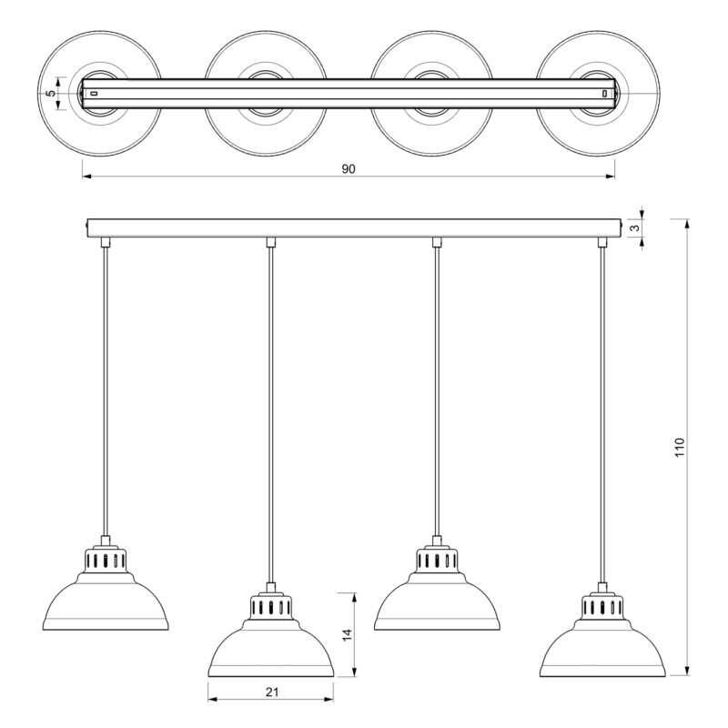 Żyrandol Luminex Sven Black x4 - obrazek 5