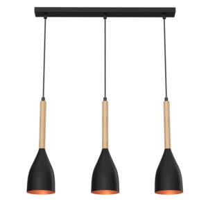 Żyrandol Luminex Muza black/gold x3