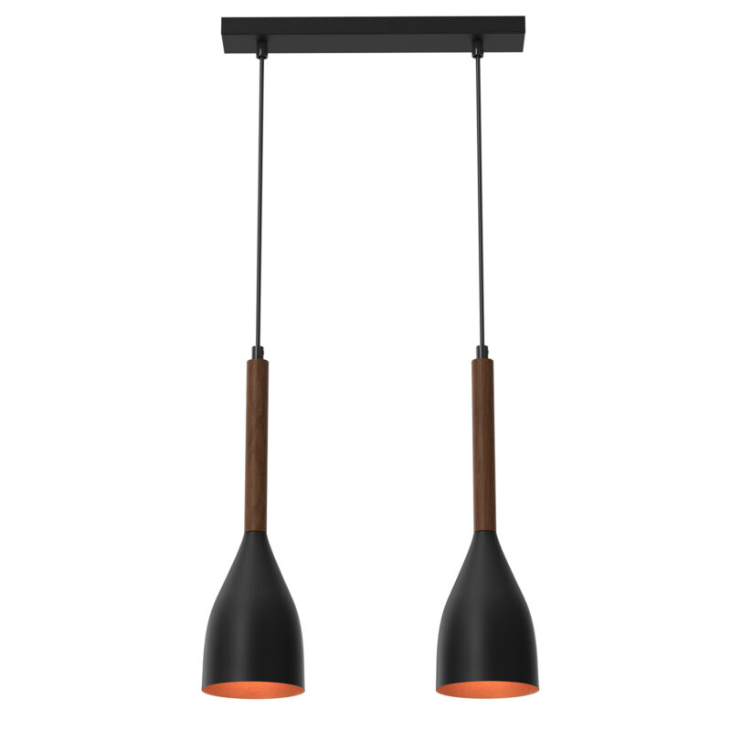 Żyrandol Luminex Muza black/gold, dark wood x2