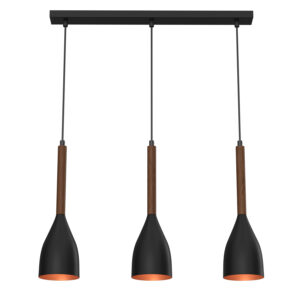 Żyrandol Luminex Muza black/gold, dark wood x3