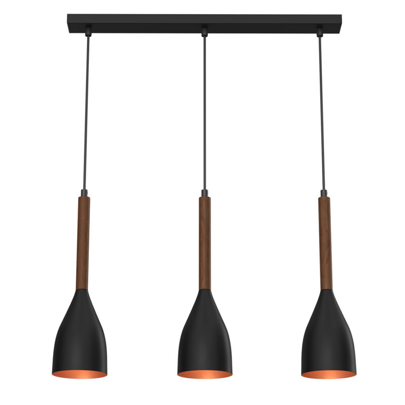 Żyrandol Luminex Muza black/gold, dark wood x3