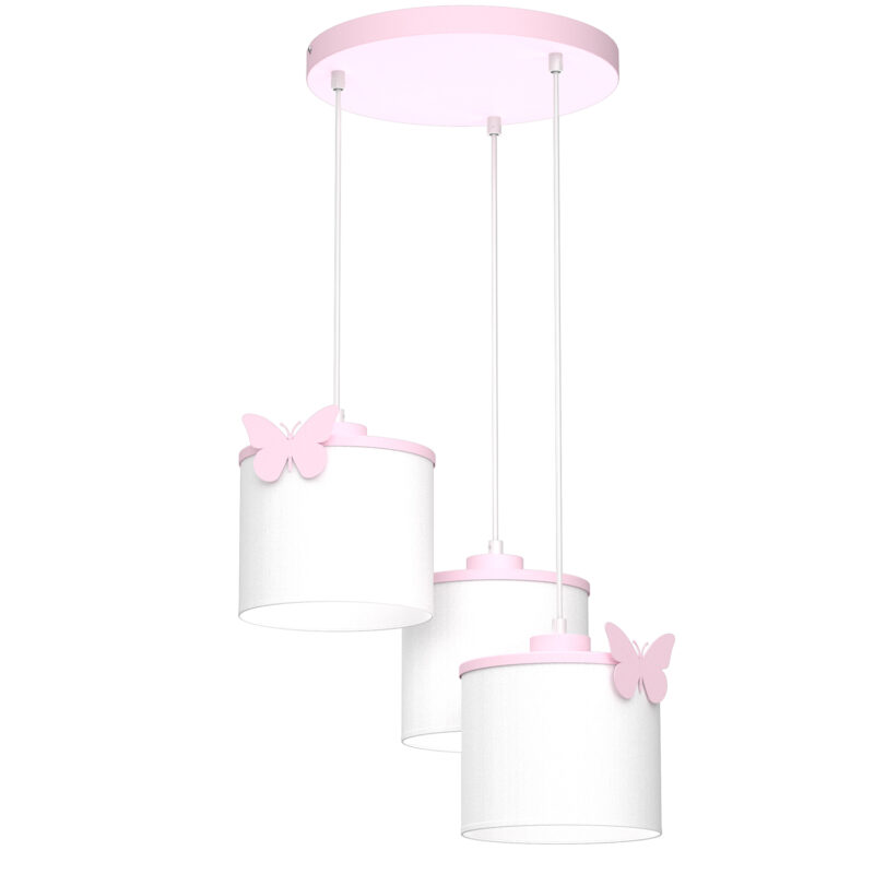 Żyrandol Luminex Sweet Butterfly Pink, Shade Dia 180/h 150 White x3