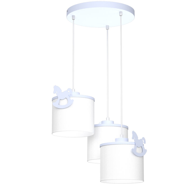 Żyrandol Luminex Sweet Horse Blue, Shade Dia 180/h 150 White x3