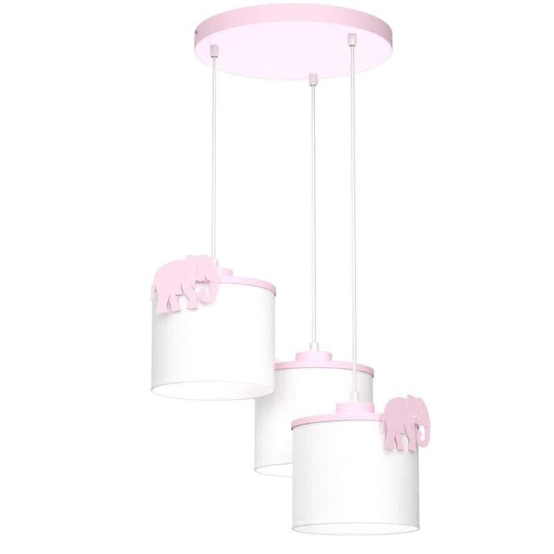 Żyrandol Luminex Sweet Elephant Pink, Shade Dia 180/h 150 White x3