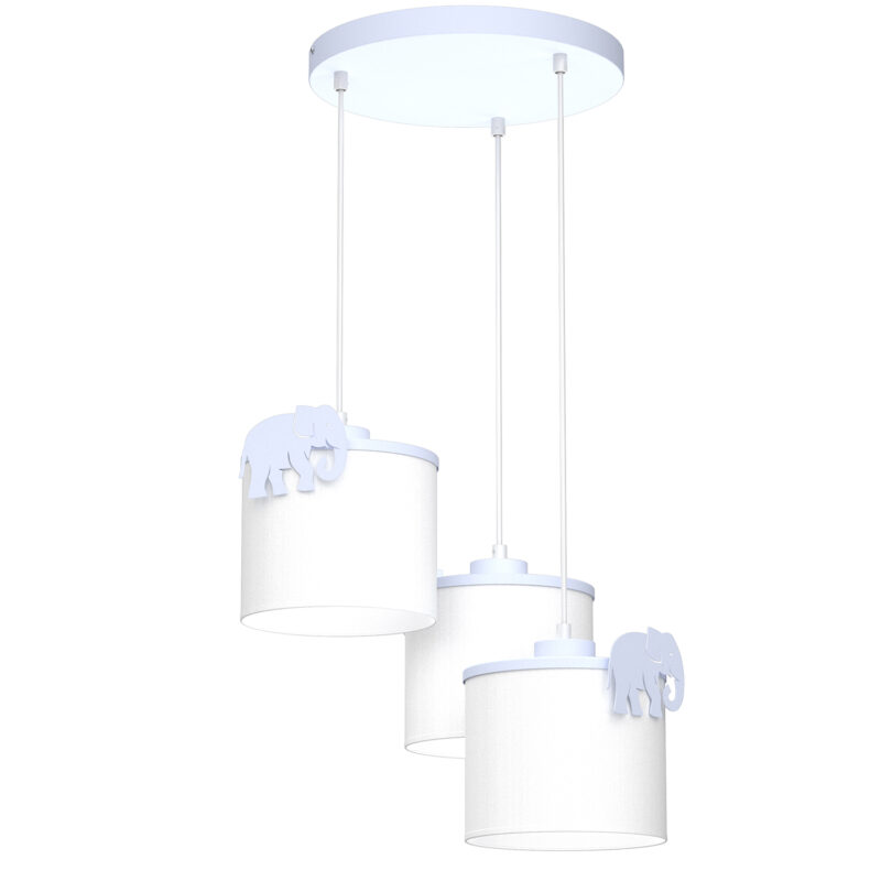 Żyrandol Luminex Sweet Elephant Blue, Shade Dia 180/h 150 White x3