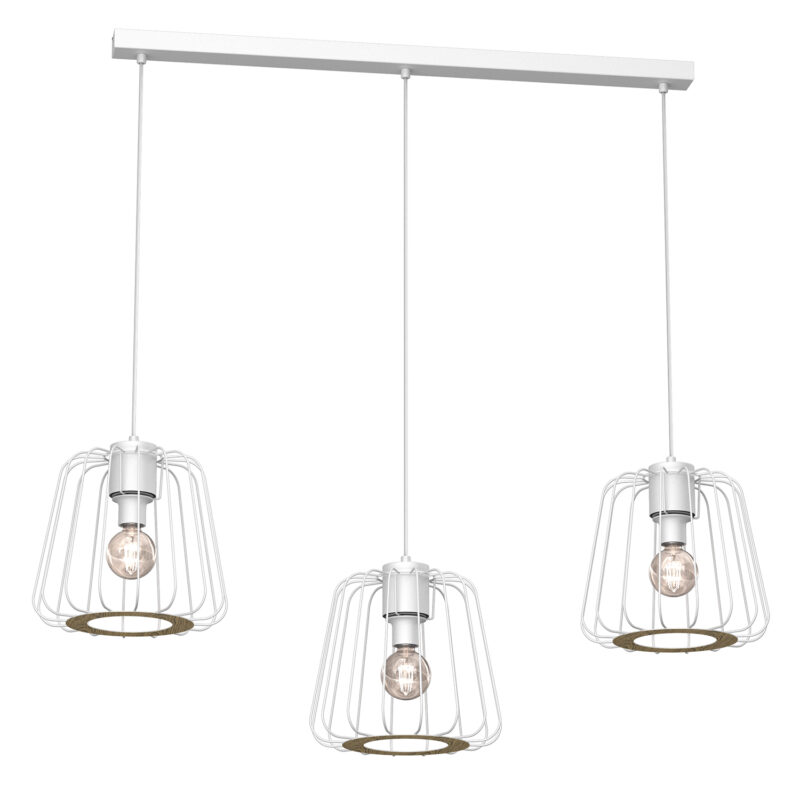 Żyrandol Luminex Trad Short Shade White/wood Decor x3