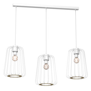 Żyrandol Luminex Trad Long Shade White/wood Decor x3