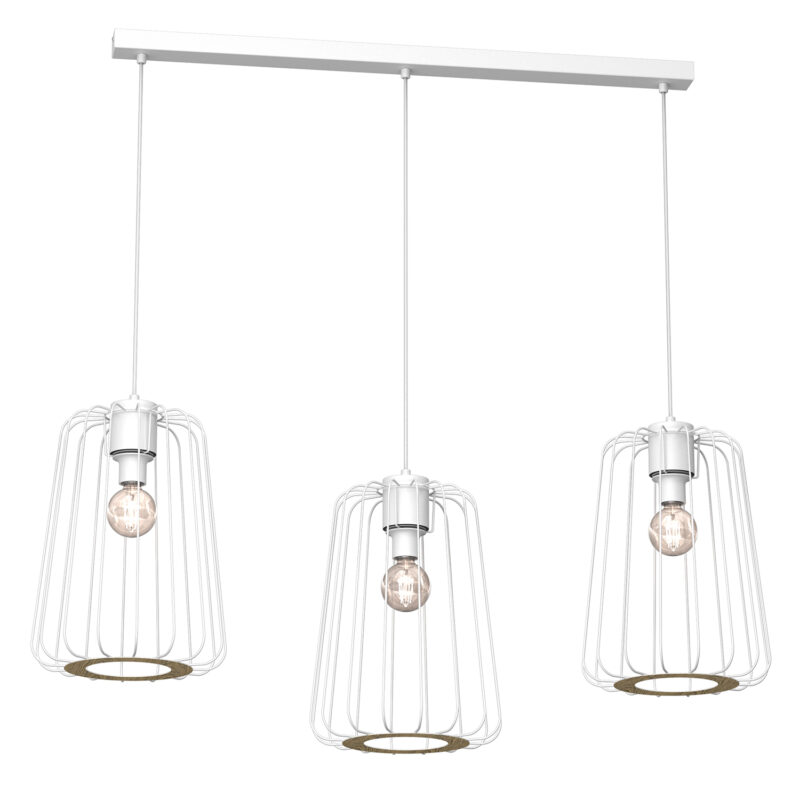 Żyrandol Luminex Trad Long Shade White/wood Decor x3