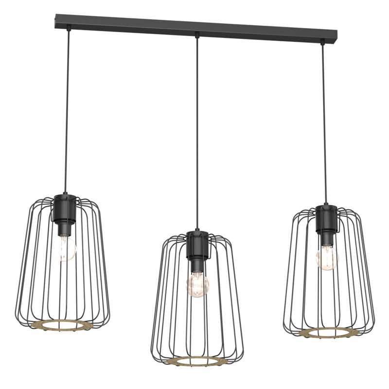 Żyrandol Luminex Trad Long Shade Black/wood Decor x3