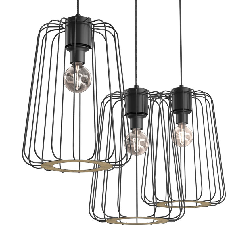 Żyrandol Luminex Trad Long Shade Black/wood Decor x3 - obrazek 3