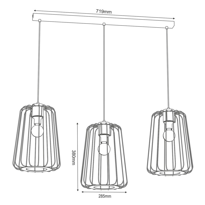 Żyrandol Luminex Trad Long Shade Black/wood Decor x3 - obrazek 5