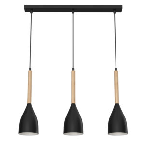 Żyrandol Luminex listwa Muza czarny/biały środek/jasne drewno x3