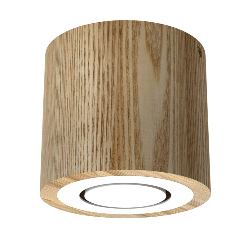 Downlight Luminex Drewno + Metalowy Ring W Kolorze Białym x1