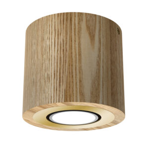 Downlight Luminex Drewno + Metalowy Ring W Kolorze Złotym x1