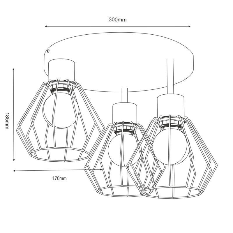 Plafon Luminex Parkla Basket Black x3 - obrazek 5