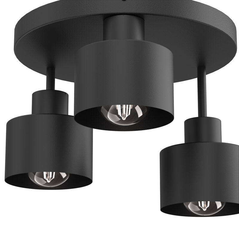 Plafon Luminex Parkla Klosz Metal Black x3 - obrazek 3