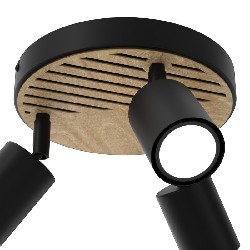 Spot Luminex Terra Plate 200 Black/wood/black Swivel x3 - obrazek 3