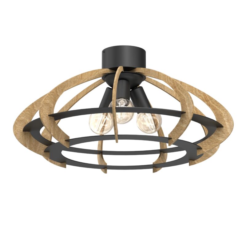 Plafon Luminex Orebo Black/wood x3